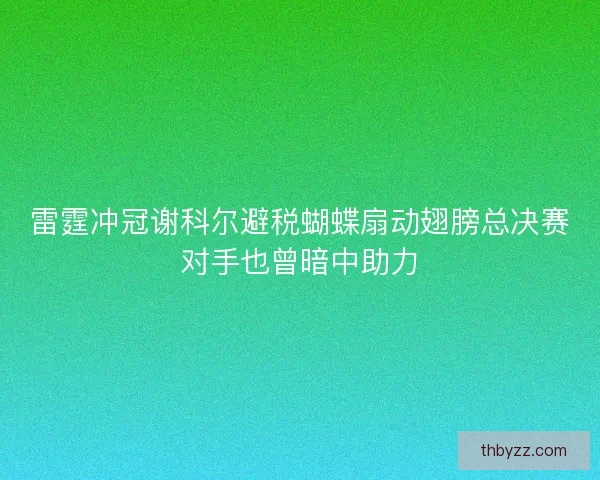 雷霆冲冠谢科尔避税蝴蝶扇动翅膀总决赛对手也曾暗中助力