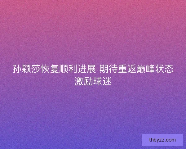 孙颖莎恢复顺利进展 期待重返巅峰状态激励球迷